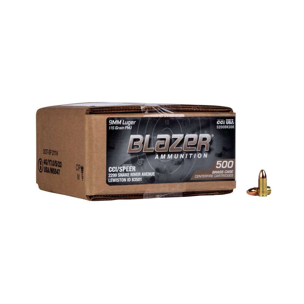 zer Brass 9mm Luger 115 Grain Full Metal Jacket(FMJ) 500ct Value Pack Ammo