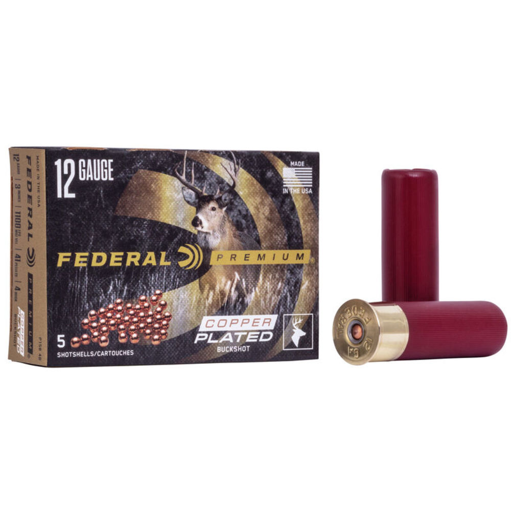 Federal 12 Gauge P1584B Premium Magnum 3 2oz 4 Buck Shot eral 12 Gauge P1584B Premium Magnum 3 2oz 4 Buck Shot Ammo