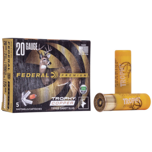 Federal Premium Trophy Copper Vital-Shok Trophy Copper Tipped Sabot Slug Slug 20 Gauge 5/8 Oz 2.75 In eral Premium Trophy Copper Vital-Shok Trophy Copper Tipped Sabot Slug Slug 20 Gauge 5/8 Oz 2.75 In Ammo
